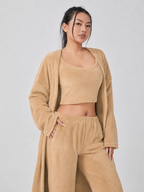Quenna - Driedelige Dames Loungewear Set Met Crop Top En Lang Vest