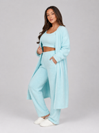 Quenna - Driedelige Dames Loungewear Set Met Crop Top En Lang Vest
