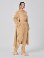 Quenna - Driedelige Dames Loungewear Set Met Crop Top En Lang Vest