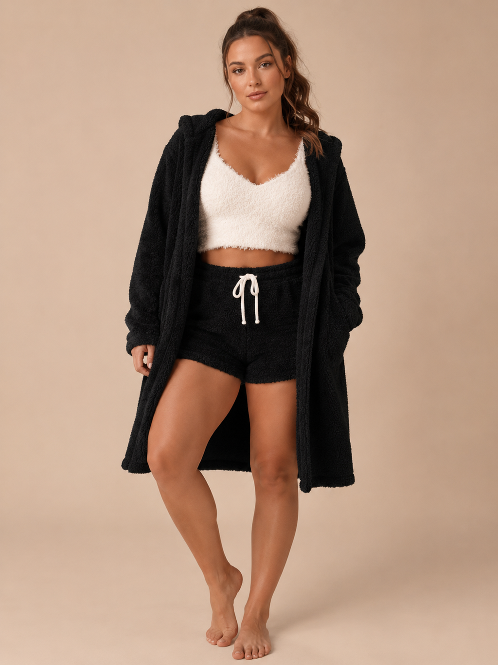 Quella - Driedelige Dames Pyjamaset Met Crop Top, Vest En Short