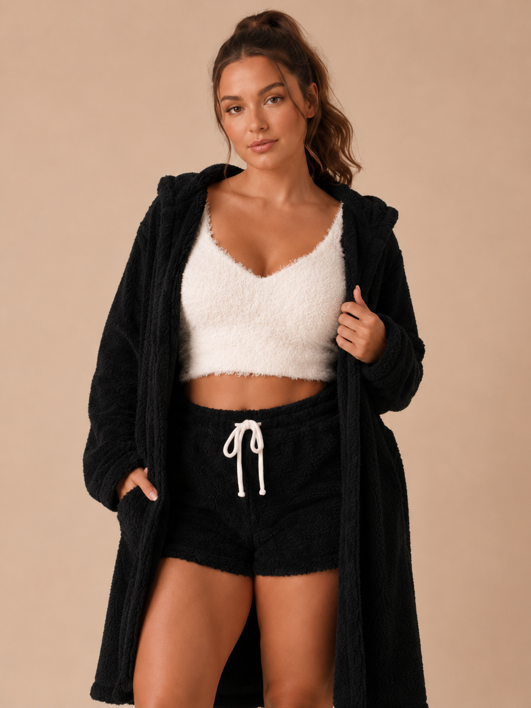 Quella - Driedelige Dames Pyjamaset Met Crop Top, Vest En Short