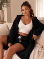 Quella - Driedelige Dames Pyjamaset Met Crop Top, Vest En Short