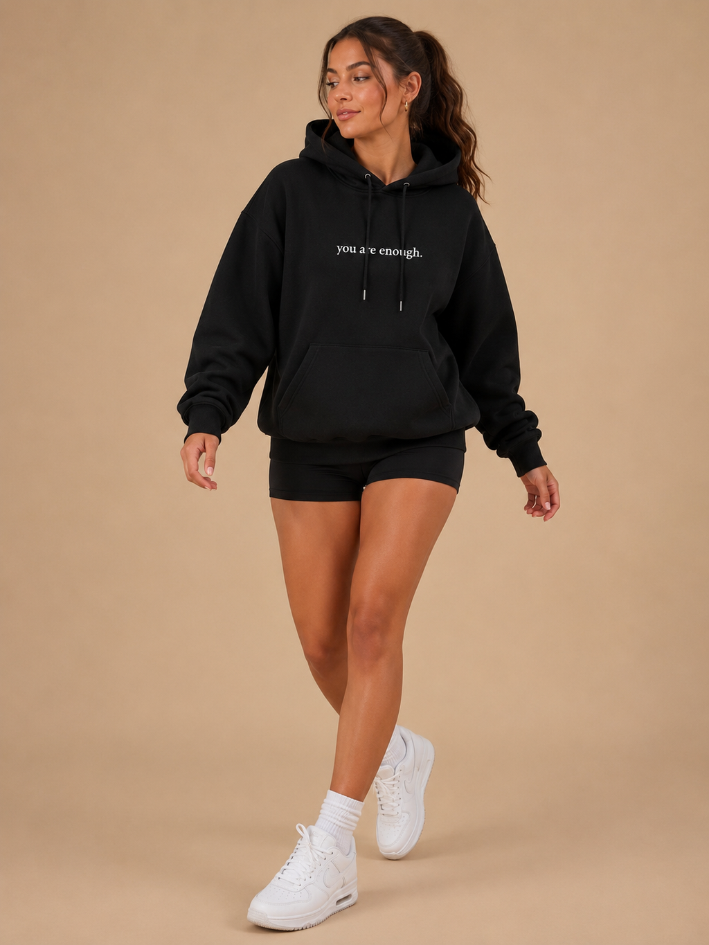 Qiana - Dames Pluche Hoodie Met Rugprint En Capuchon
