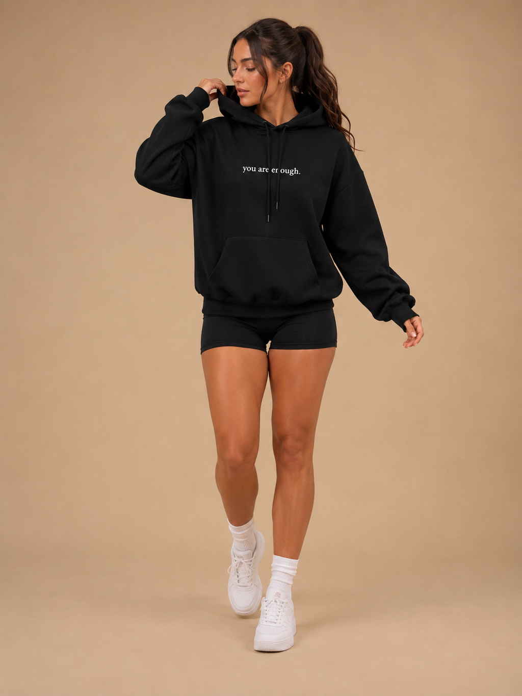Qiana - Dames Pluche Hoodie Met Rugprint En Capuchon