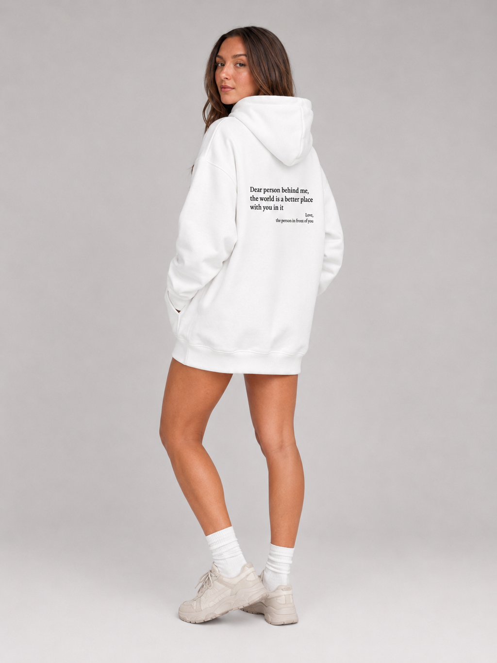 Qiana - Dames Pluche Hoodie Met Rugprint En Capuchon