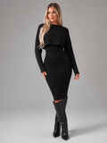 Quintessa - Tweedelige Dames Set Met Rib Top En Midi-rok