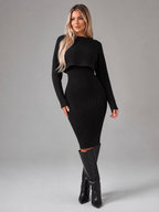 Quintessa - Tweedelige Dames Set Met Rib Top En Midi-rok