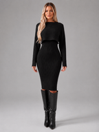 Quintessa - Tweedelige Dames Set Met Rib Top En Midi-rok
