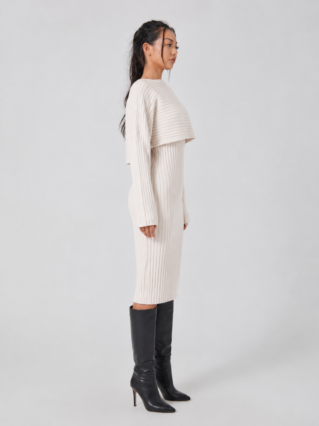 Quintessa - Tweedelige Dames Set Met Rib Top En Midi-rok