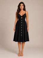 Quilla - Midi-jurk Met Strikdetail En Knoopsluiting