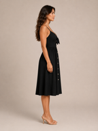 Quilla - Midi-jurk Met Strikdetail En Knoopsluiting