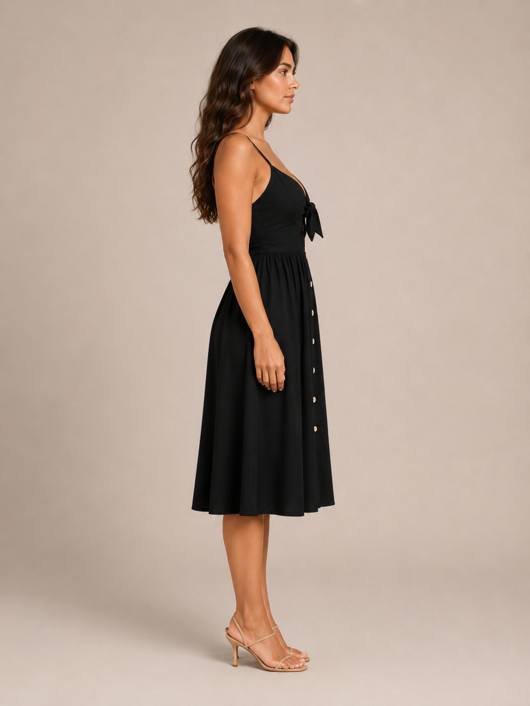 Quilla - Midi-jurk Met Strikdetail En Knoopsluiting