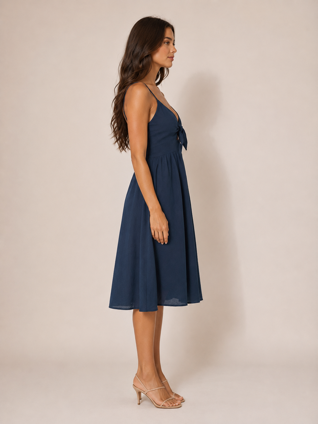 Quilla - Midi-jurk Met Strikdetail En Knoopsluiting