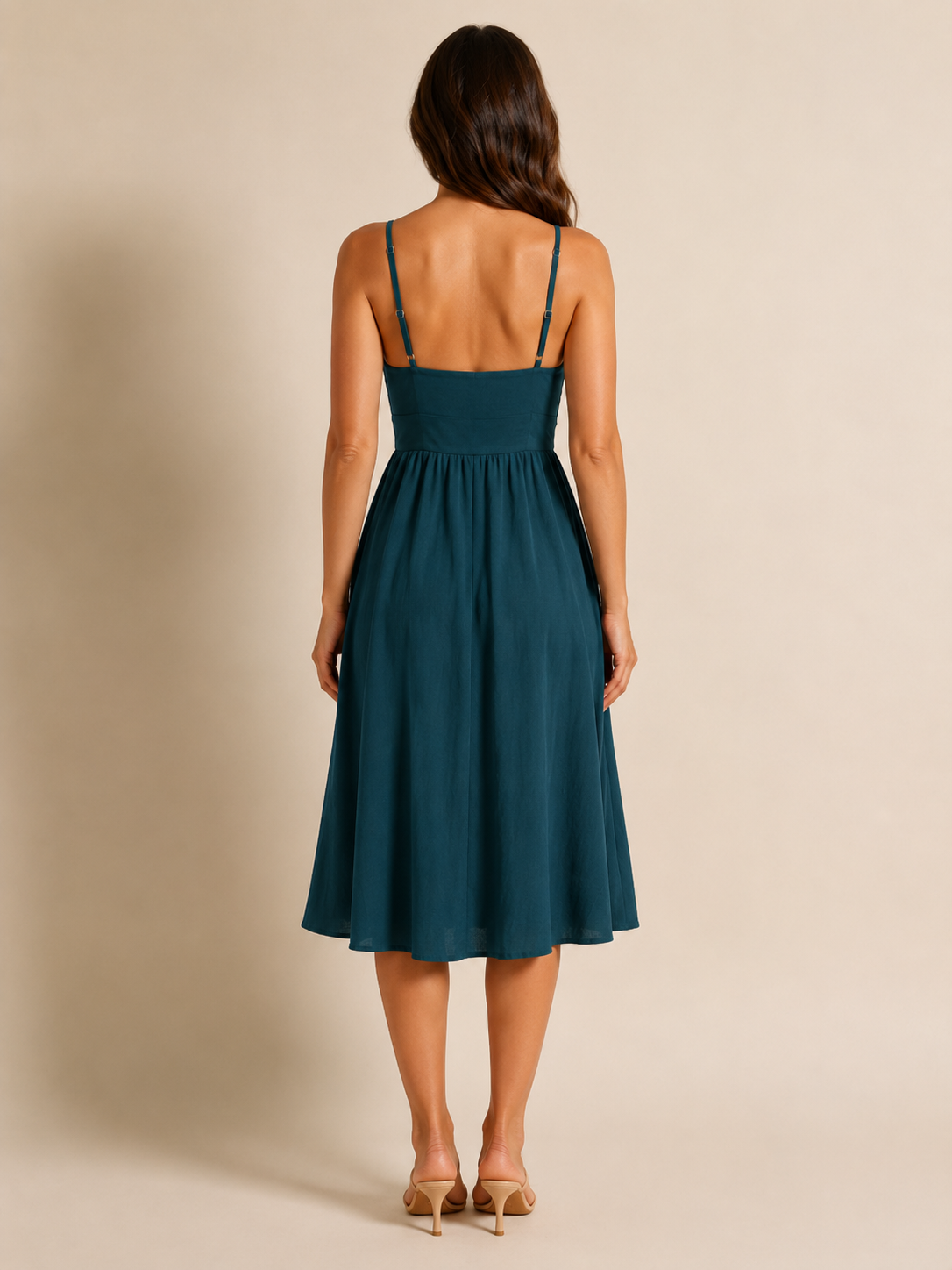 Quilla - Midi-jurk Met Strikdetail En Knoopsluiting