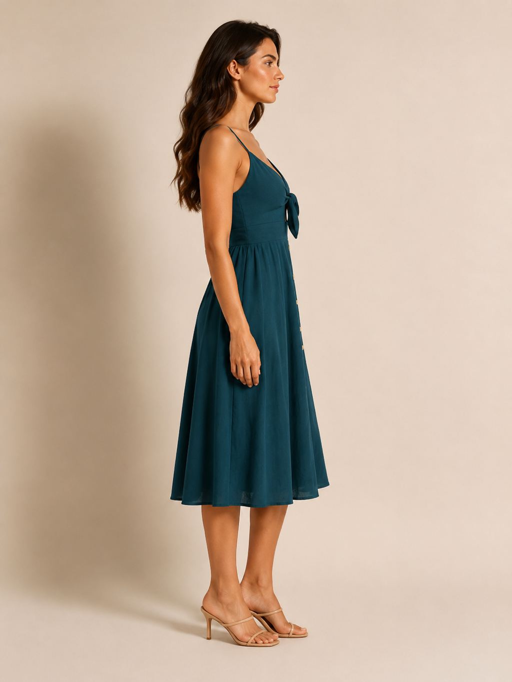 Quilla - Midi-jurk Met Strikdetail En Knoopsluiting