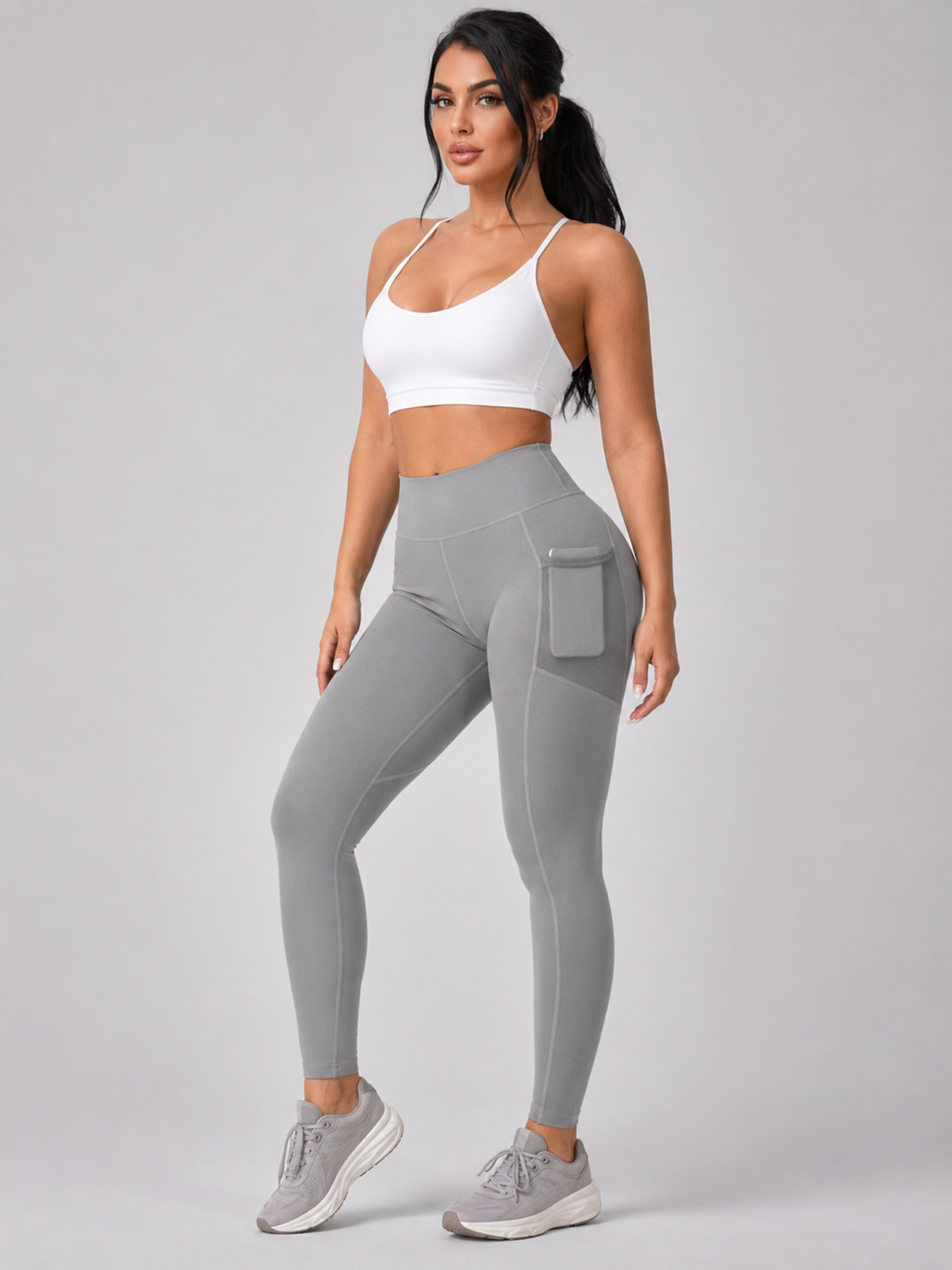 Qalara - Dames Sportlegging Met Hoge Taille En Push-up Naden