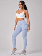 Qalara - Dames Sportlegging Met Hoge Taille En Push-up Naden