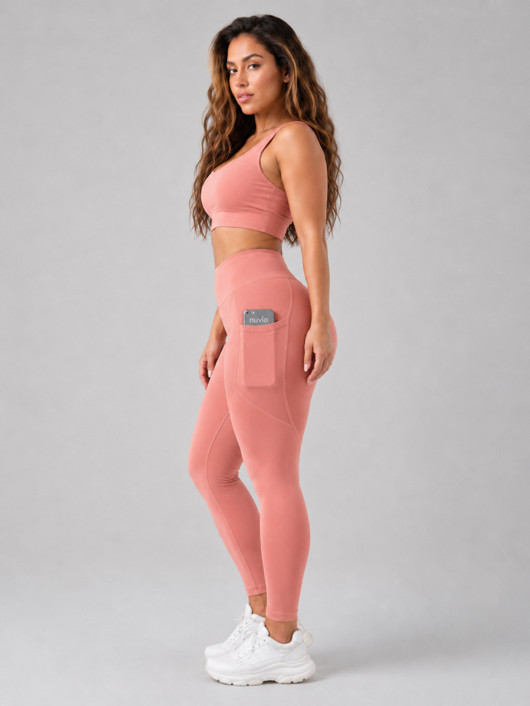 Qalara - Dames Sportlegging Met Hoge Taille En Push-up Naden