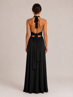 Qelina - Halter Maxi-jurk Met Open Rug En Split