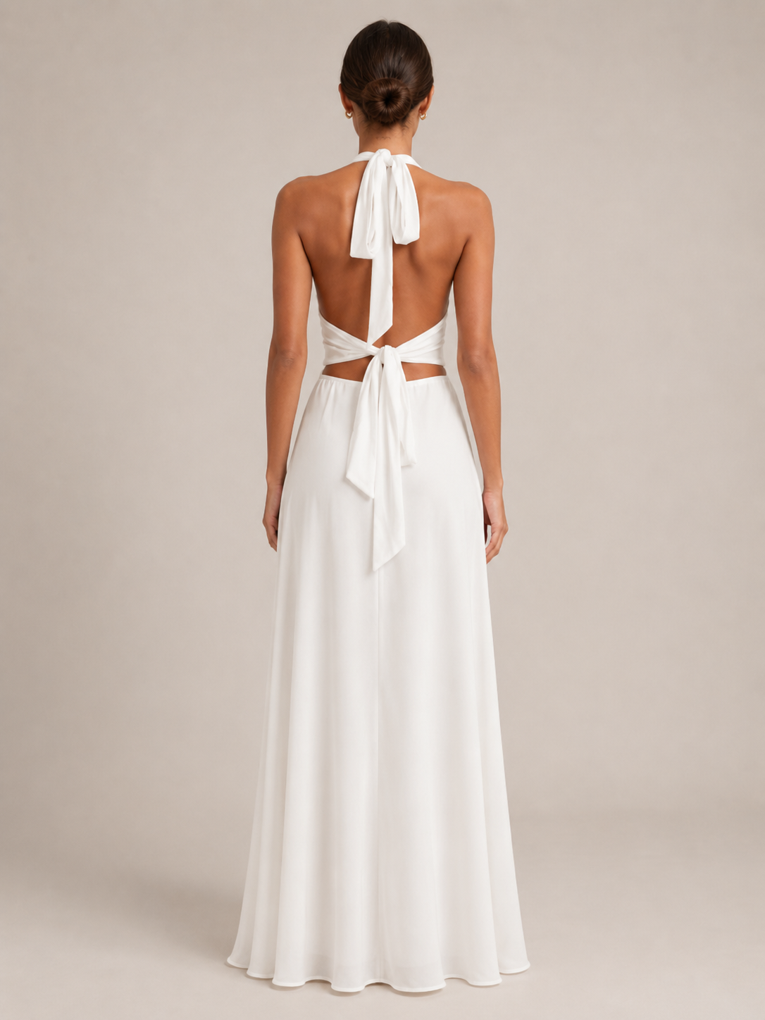 Qelina - Halter Maxi-jurk Met Open Rug En Split