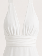 Qelina - Halter Maxi-jurk Met Open Rug En Split