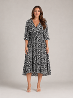 Mona - Boho Maxi-jurk Met V-hals En Grafische Print