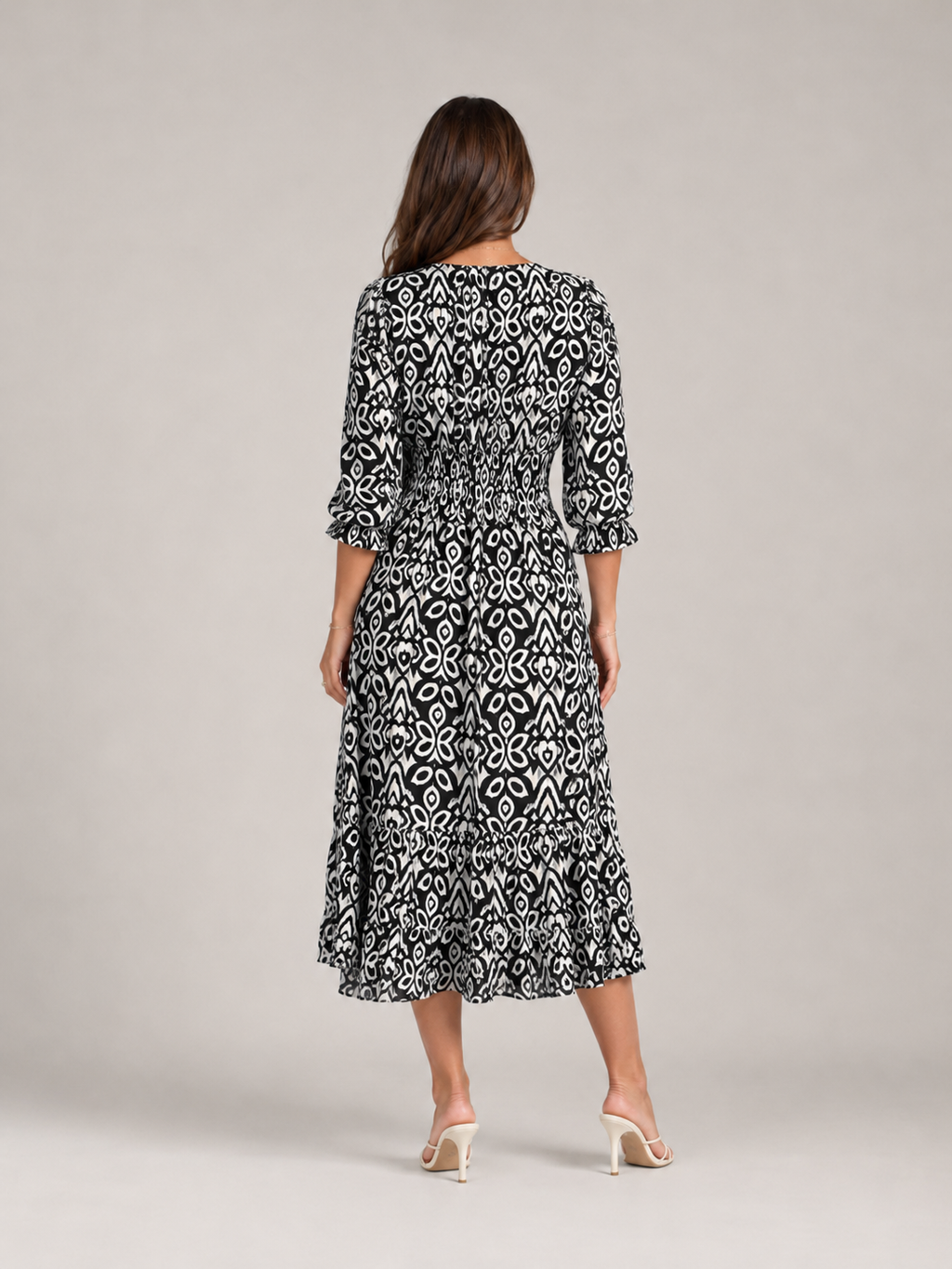 Mona - Boho Maxi-jurk Met V-hals En Grafische Print