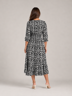 Mona - Boho Maxi-jurk Met V-hals En Grafische Print