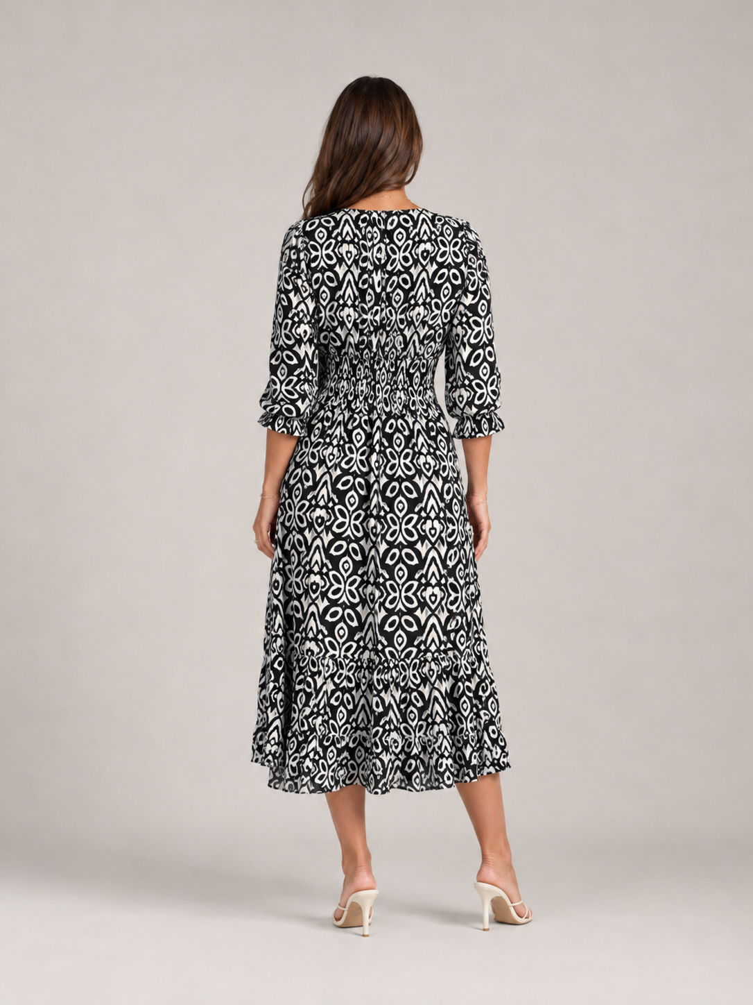Mona - Boho Maxi-jurk Met V-hals En Grafische Print
