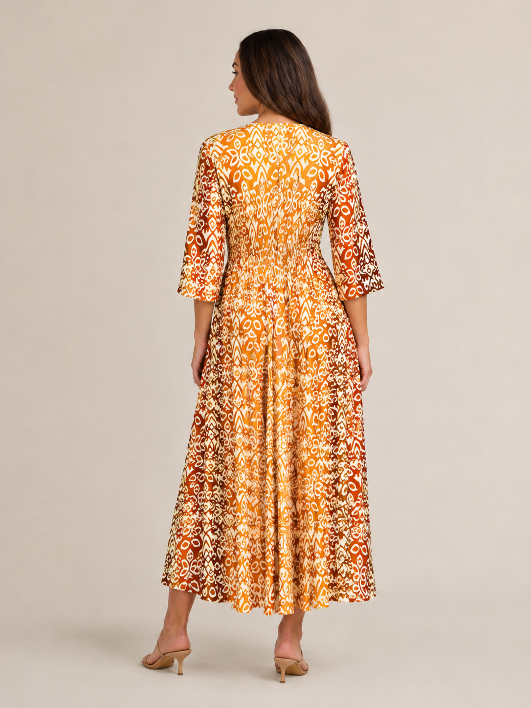 Mona - Boho Maxi-jurk Met V-hals En Grafische Print