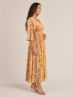 Mona - Boho Maxi-jurk Met V-hals En Grafische Print
