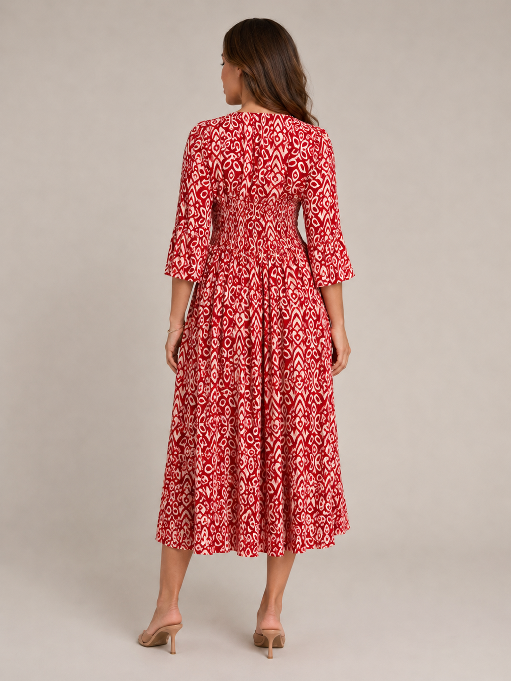 Mona - Boho Maxi-jurk Met V-hals En Grafische Print