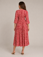 Mona - Boho Maxi-jurk Met V-hals En Grafische Print