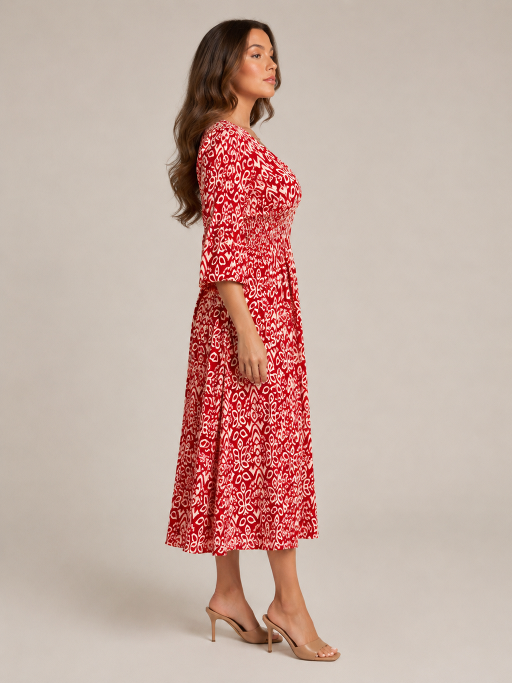 Mona - Boho Maxi-jurk Met V-hals En Grafische Print