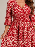 Mona - Boho Maxi-jurk Met V-hals En Grafische Print