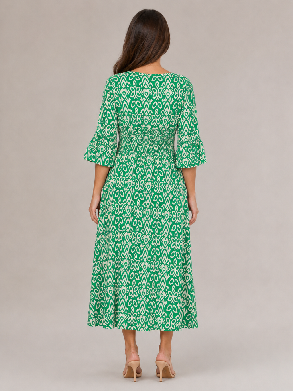 Mona - Boho Maxi-jurk Met V-hals En Grafische Print