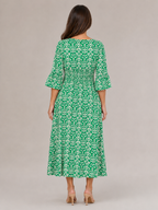 Mona - Boho Maxi-jurk Met V-hals En Grafische Print