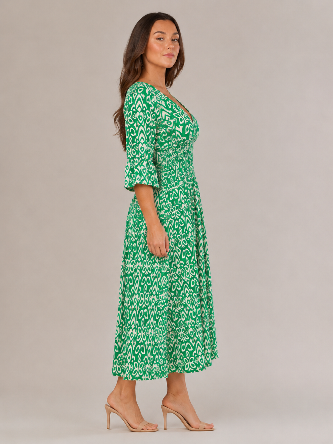Mona - Boho Maxi-jurk Met V-hals En Grafische Print
