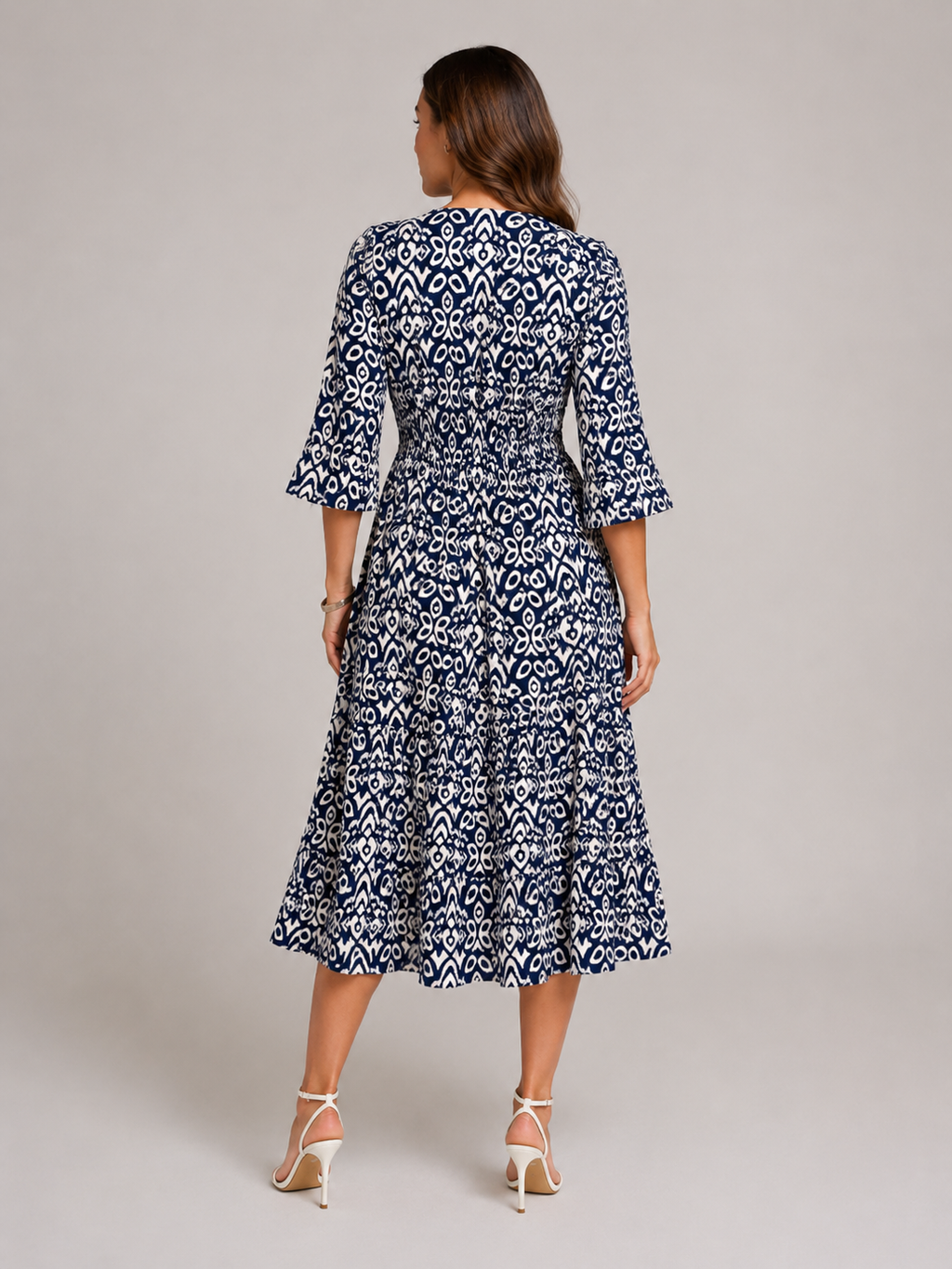 Mona - Boho Maxi-jurk Met V-hals En Grafische Print