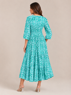 Mona - Boho Maxi-jurk Met V-hals En Grafische Print