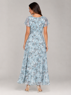Mabel - Chiffon Maxi-jurk Met Bloemenprint En Vlindermouwen