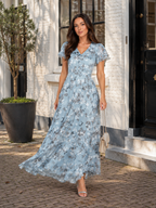 Mabel - Chiffon Maxi-jurk Met Bloemenprint En Vlindermouwen