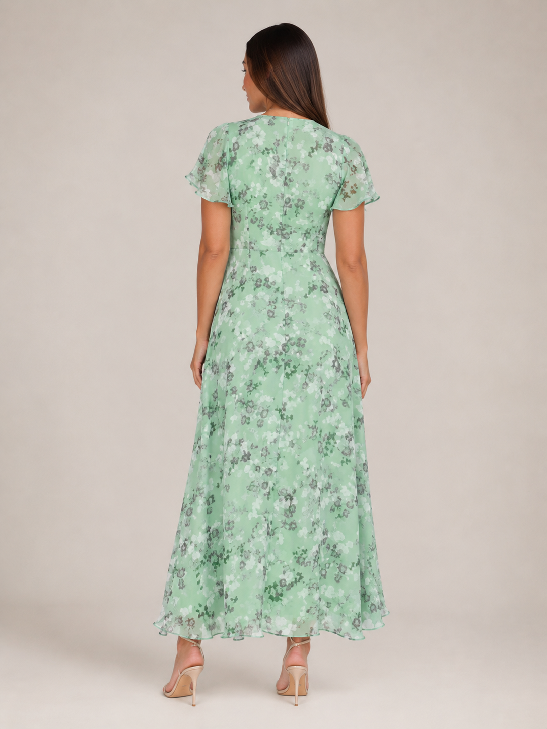 Mabel - Chiffon Maxi-jurk Met Bloemenprint En Vlindermouwen