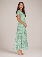 Mabel - Chiffon Maxi-jurk Met Bloemenprint En Vlindermouwen