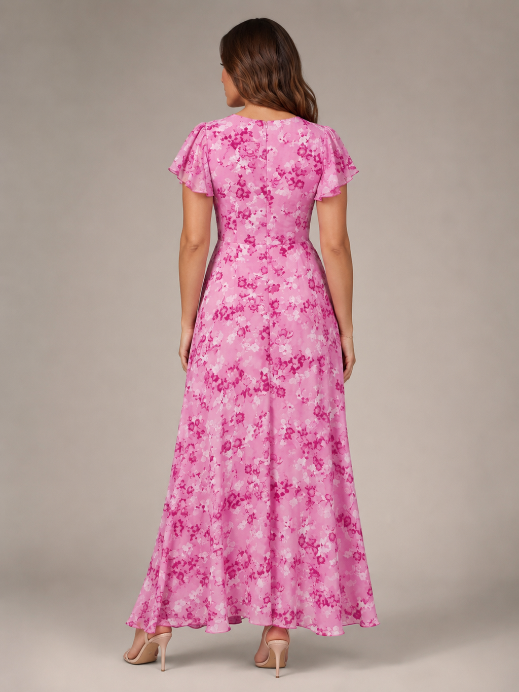 Mabel - Chiffon Maxi-jurk Met Bloemenprint En Vlindermouwen