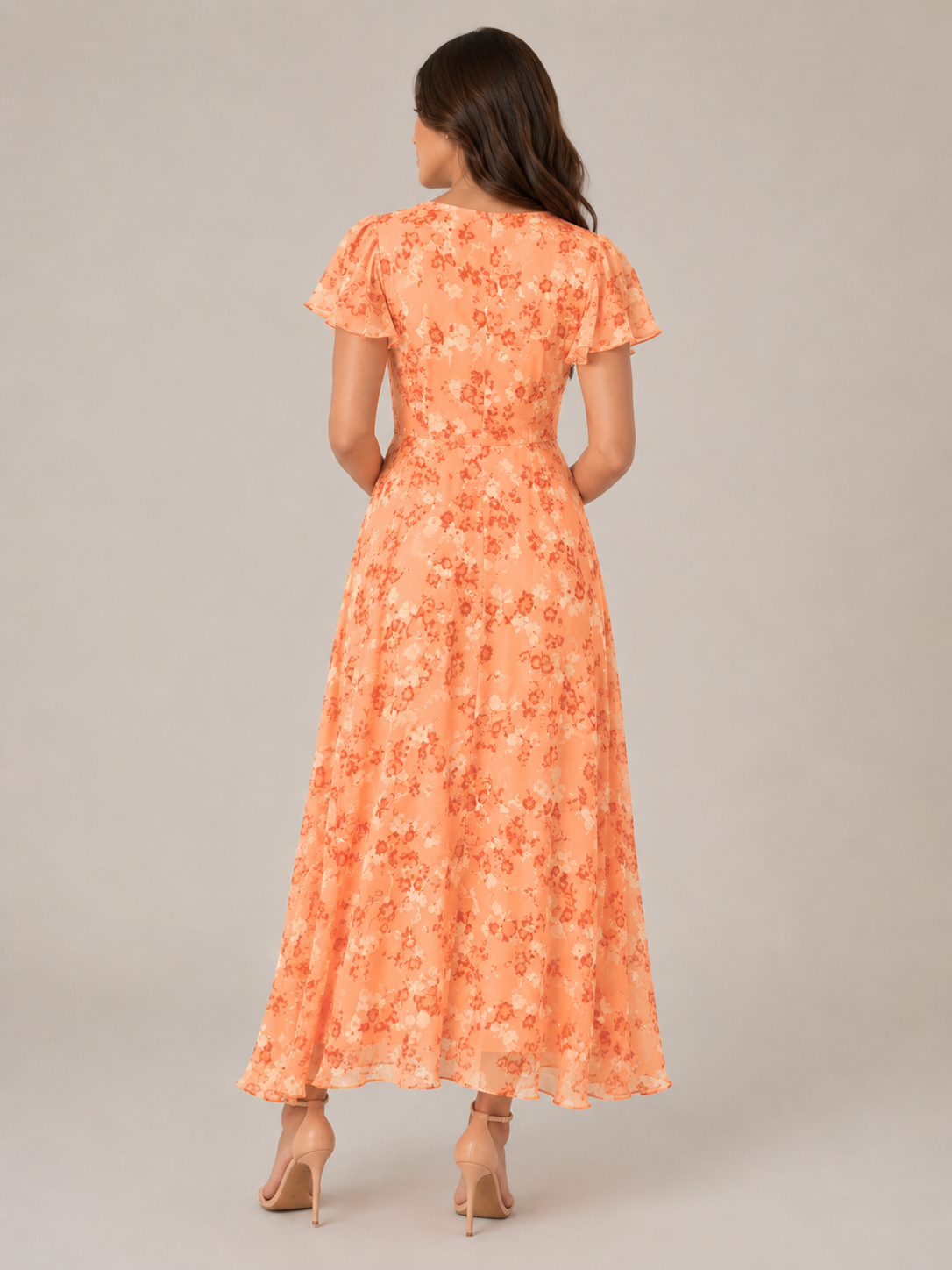 Mabel - Chiffon Maxi-jurk Met Bloemenprint En Vlindermouwen