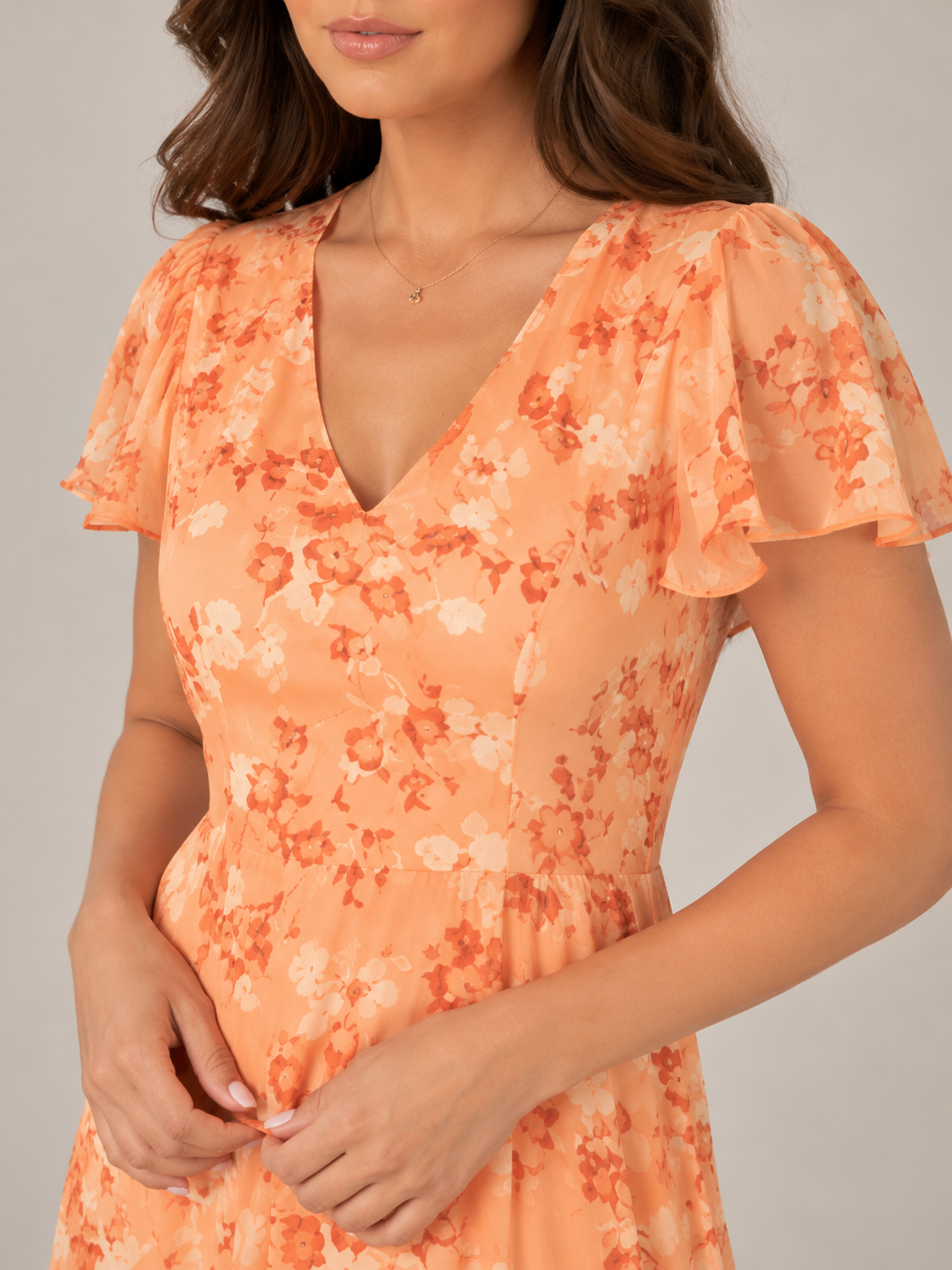 Mabel - Chiffon Maxi-jurk Met Bloemenprint En Vlindermouwen