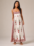 Maya - Boho Maxi-jurk Met Brede Bandjes En Vierkante Halslijn
