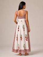 Maya - Boho Maxi-jurk Met Brede Bandjes En Vierkante Halslijn