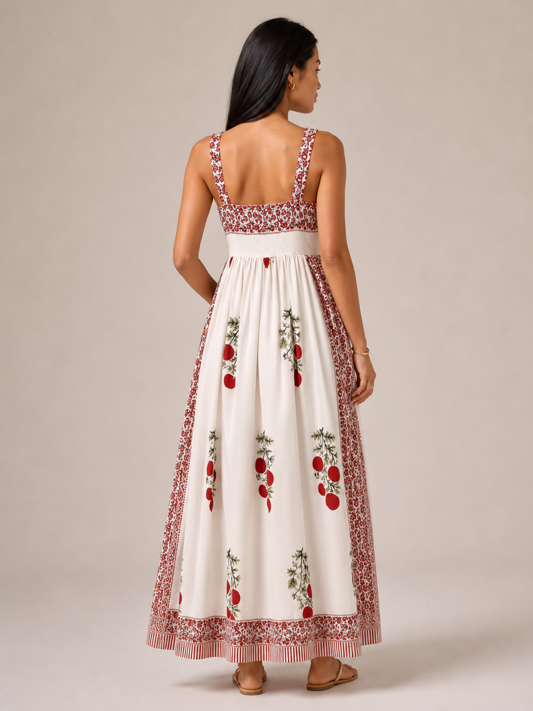 Maya - Boho Maxi-jurk Met Brede Bandjes En Vierkante Halslijn